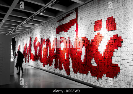 Inside the European Solidarity Centre, a museum and library in Gdansk, Poland, devoted to the history of Solidarity (Solidarnosc), a Polish trade unio Stock Photo