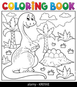 Coloring book dinosaur topic 8 Stock Photo