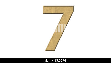 3d rendering of the letter 7 in brushed metal on a white isolated background Stock Photo