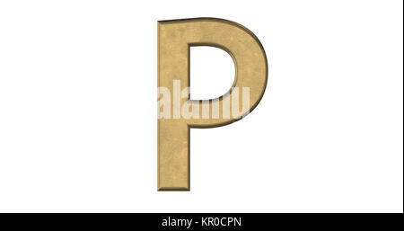 3d rendering of the letter P in brushed metal on a white isolated background Stock Photo