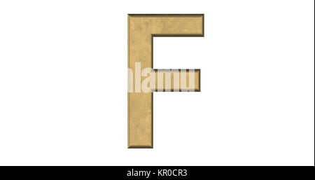 3d rendering of the letter F in brushed metal on a white isolated background Stock Photo