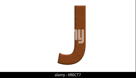 3d rendering of the letter J in brushed metal on a white isolated background Stock Photo