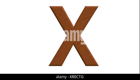 3d rendering of the letter X in brushed metal on a white isolated background Stock Photo