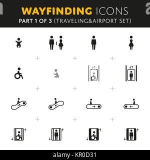 Vector Wayfinding Icons Set Stock Photo