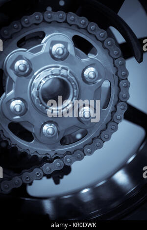 Motorcycle chain and sprocket Stock Photo