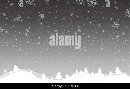 Merry Christmas and New Year of grey snow star light background on blue sky illustration, vector eps10 Stock Vector