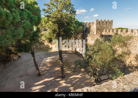 Sao Jorge Castle inside view. Stock Photo