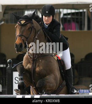 WELLINGTON, FL - JANUARY 26: Jessica Springsteen l participtaes in  the FTI Winter Equestrian Festival at the Palm Beach International Equestrian Center on January 26, 2014 in Wellington, Florida   People:  Jessica Springsteen Stock Photo