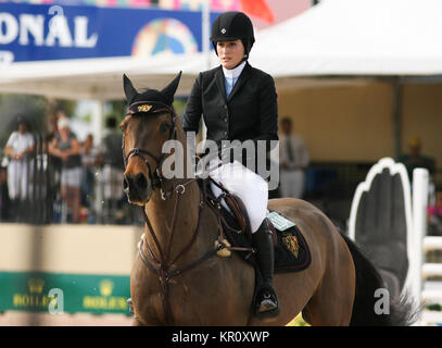 WELLINGTON, FL - JANUARY 26: Jessica Springsteen l participtaes in  the FTI Winter Equestrian Festival at the Palm Beach International Equestrian Center on January 26, 2014 in Wellington, Florida   People:  Jessica Springsteen Stock Photo