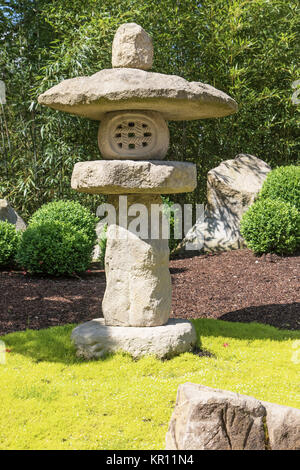 Japanese stone lamp closeup Stock Photo