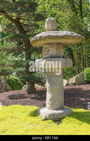 Japanese stone lamp outdoors Stock Photo