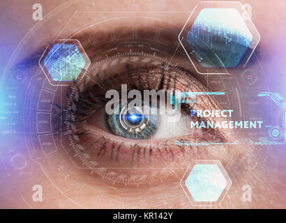 Human eye with futuristic interface. Technology. Augmented reality Stock Photo