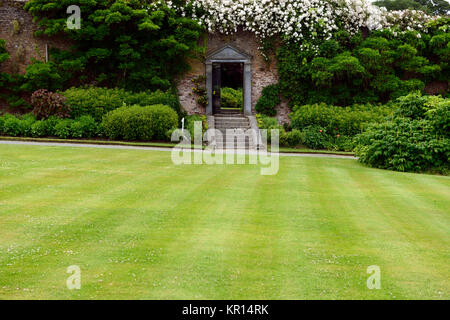 mount congreve gardens,bell gate,walled garden,gate,entrance,exit,slope,sloped,lawn,formal,gardens,historical,RM Floral Stock Photo