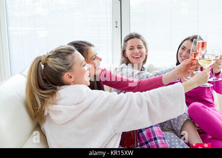 Woman Celebrating At Home Stock Photo