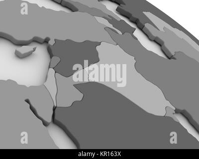 Israel, Lebanon, Jordan, Syria and Iraq region on grey 3D map Stock Photo