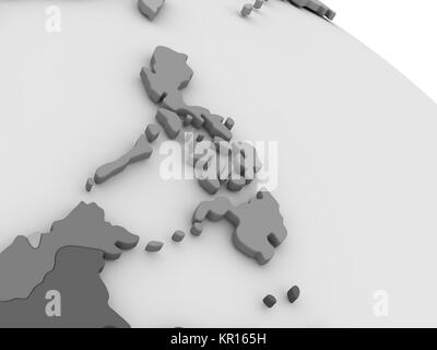Philippines on grey 3D map Stock Photo