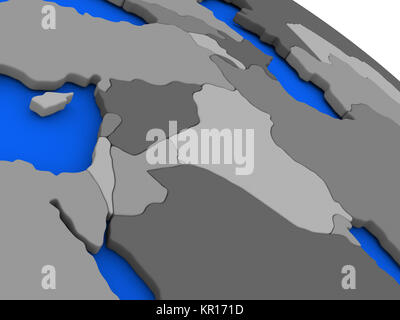 Israel, Lebanon, Jordan, Syria and Iraq region on political Earth model Stock Photo