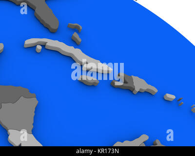 North Caribbean on political Earth model Stock Photo