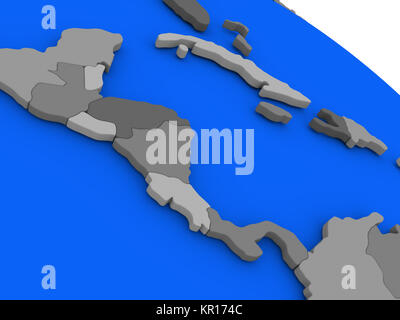 Central America on political Earth model Stock Photo