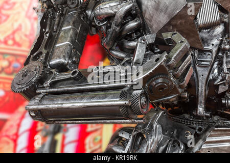 Robot sculpture made from scrap metal Stock Photo