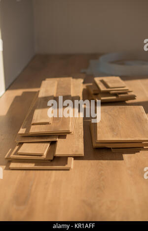 Planks of wood on the floor Stock Photo