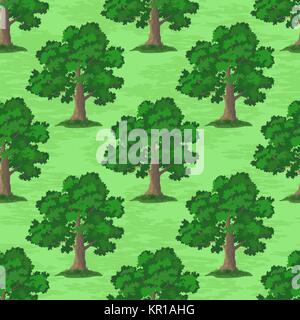 Oak Trees Seamless Stock Vector