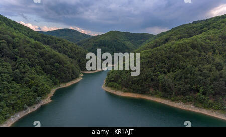 lake in the mountain bird eye view Stock Photo