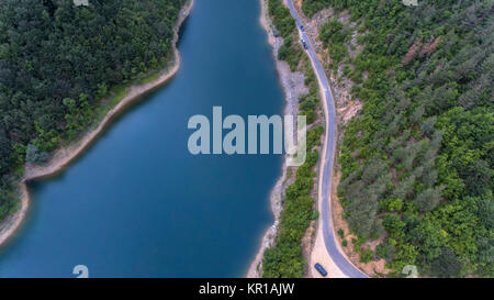 lake in the mountain bird eye view Stock Photo