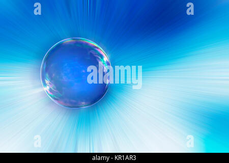 A soap bubble floating in the blue sky with reflections Stock Photo - Alamy