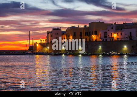 Scenic sunset in Gallipoli, province of Lecce, Puglia, southern Italy. Stock Photo