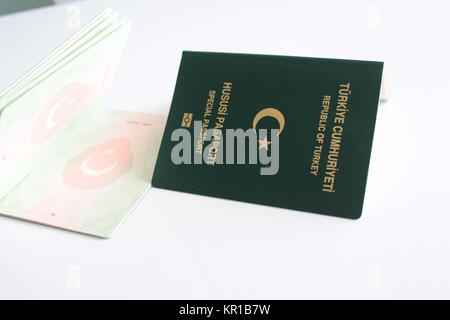 green special turkish passport Stock Photo