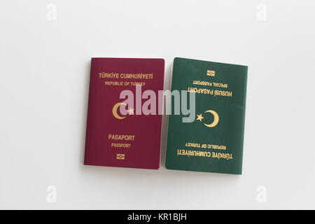 green special turkish passport Stock Photo