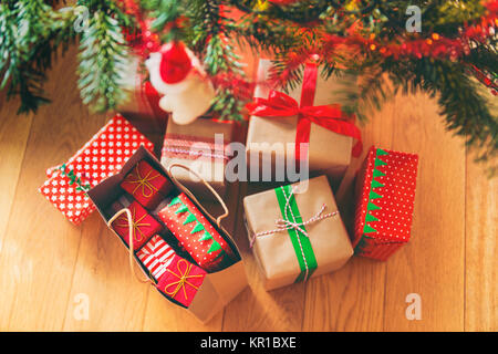 Christmas Presents under Christmas Tree Stock Photo