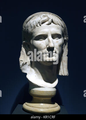 Marble portrait of young Augustus /'veiled head'/ . From the Orto Vescovile. Middle augustan Age / ca 10 B.C./ Stock Photo