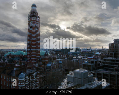 An unusual view of Westminster Cathedral and the surrounding buildings Stock Photo