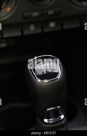 Manual gear stick in modern car close up Stock Photo