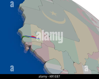 3d rendering of Gambia map and flag on white background Stock Photo - Alamy