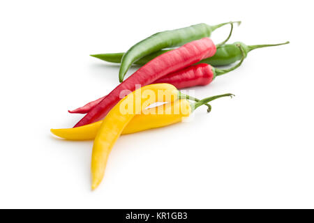 Different colors chilli peppers isolated on white background Stock ...