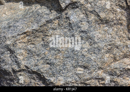 Large feldspar crystals in Precambrian granite gneiss outcrop. Madagascar, Africa. Stock Photo