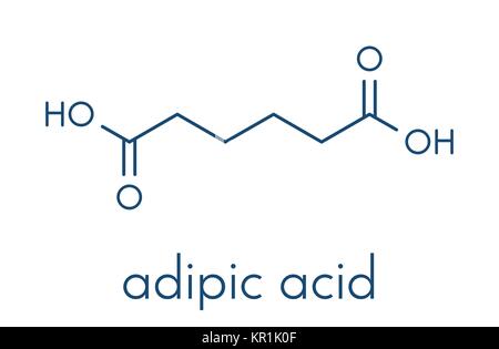 Adipic acid nylon building block molecule. Monomer used in production of nylon polyamide polymer. Skeletal formula. Stock Vector