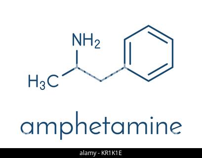 Amfetamine (amphetamine, speed) stimulant drug molecule. Skeletal formula. Stock Vector