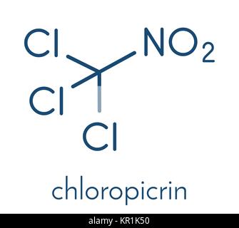 Chloropicrin soil fumigant molecule. Skeletal formula. Stock Vector