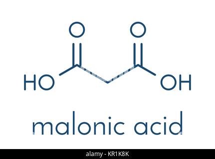 Malonic acid organic dicarboxylic acid molecule. Skeletal formula. Stock Vector