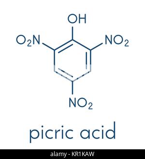 Picric acid (2,4,6-trinitrophenol) explosive molecule. Skeletal formula. Stock Vector