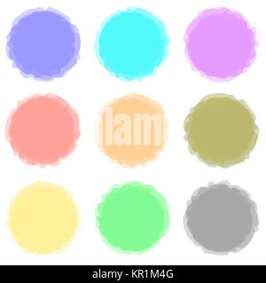 Set of Round Colored Banners. Transtarent Watercolor Shares. Stock Photo