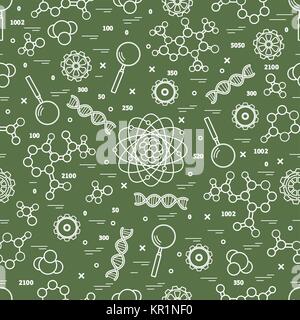 Seamless pattern with variety scientific, education elements. Design for banner, poster or print. Stock Vector