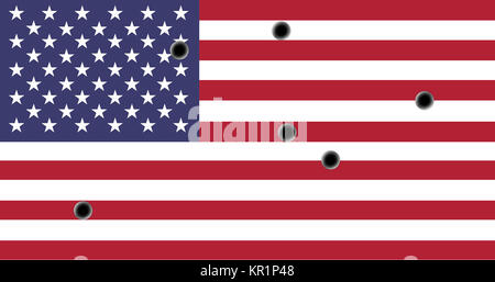 Download American Flag With Bullet Holes And Gun Vector Stock ...