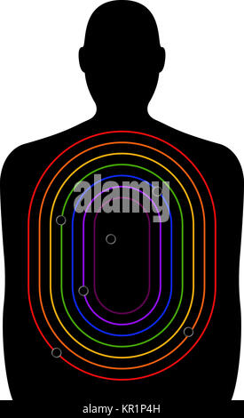 Homophobic Gun Crime - Shooting Range Target with |Rainbow Colours Stock Photo