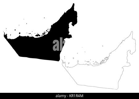 United Arab Emirates map vector illustration, scribble sketch UAE Stock ...