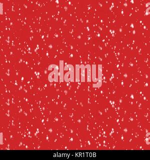 White snowflakes on red background seamless texture Stock Photo